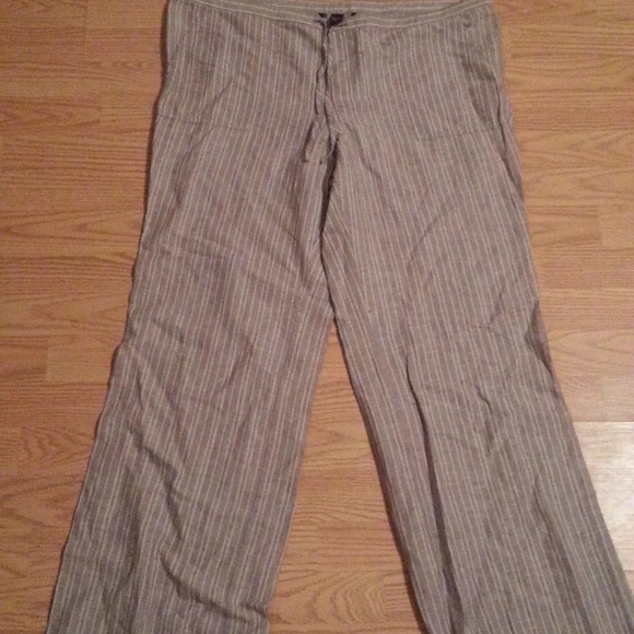 NWOT Victoria’s Secret Beach Linen Pants Size 2 Gray Stripes - Picture 1 of 8